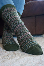 Load image into Gallery viewer, Fair Isle Crew Alpaca Sock - living-water-fibers-and-alpacas