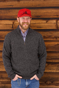Mens Solid Colored 1/2 Zip Alpaca Sweater