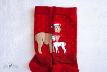 Load image into Gallery viewer, Christmas Print Alpaca Socks